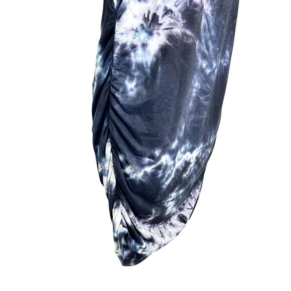 Antistar Black White Tie Dye Bodycon Stretch T-Shirt Dress Ruched Sides Medium - Picture 4 of 7